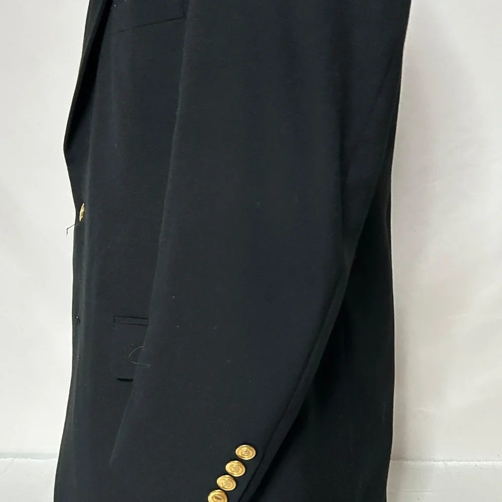 Wimbledon Blazer Sport Coat Size Black Gold‎ Logo Buttons